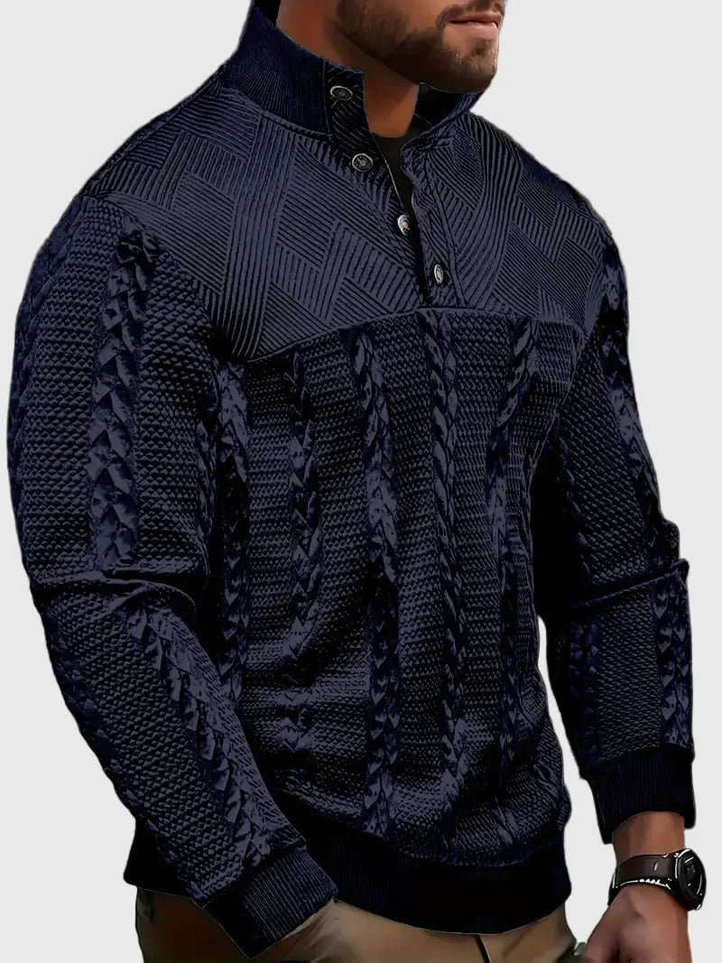 Dawson - Svetr s dlouhým rukávem Henley s pruhy