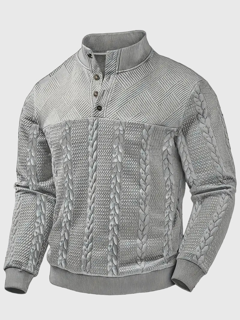 Dawson - Svetr s dlouhým rukávem Henley s pruhy