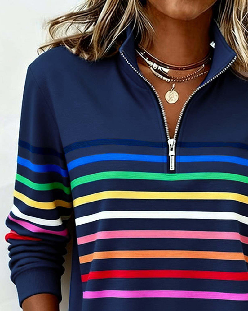 Tereza – Barevný svetr s elegantním polo-zipem pro každodenní styl