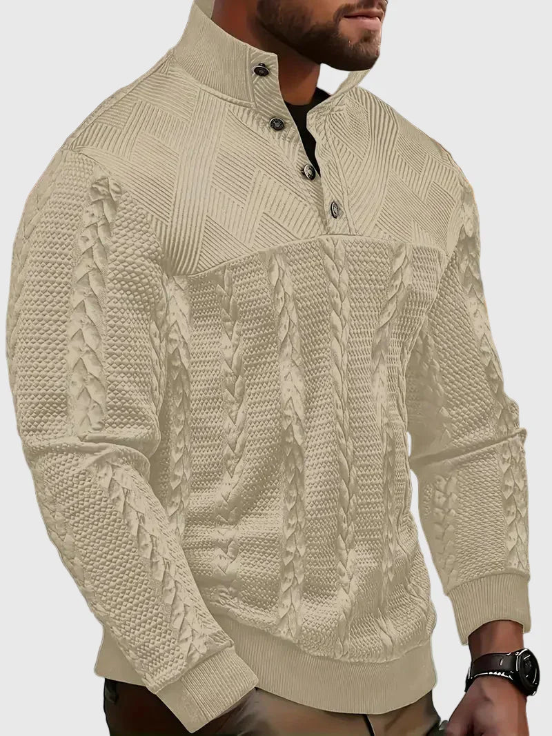 Dawson - Svetr s dlouhým rukávem Henley s pruhy