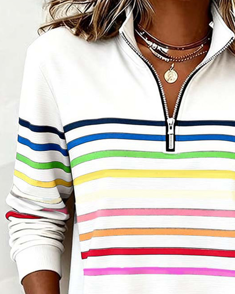 Tereza – Barevný svetr s elegantním polo-zipem pro každodenní styl