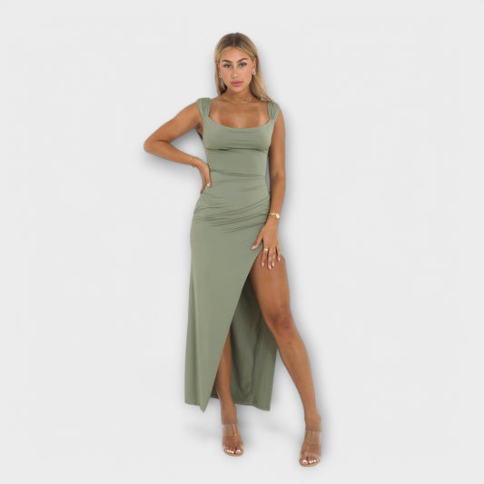 Barbora - Elegantní midi šaty ze strečové látky