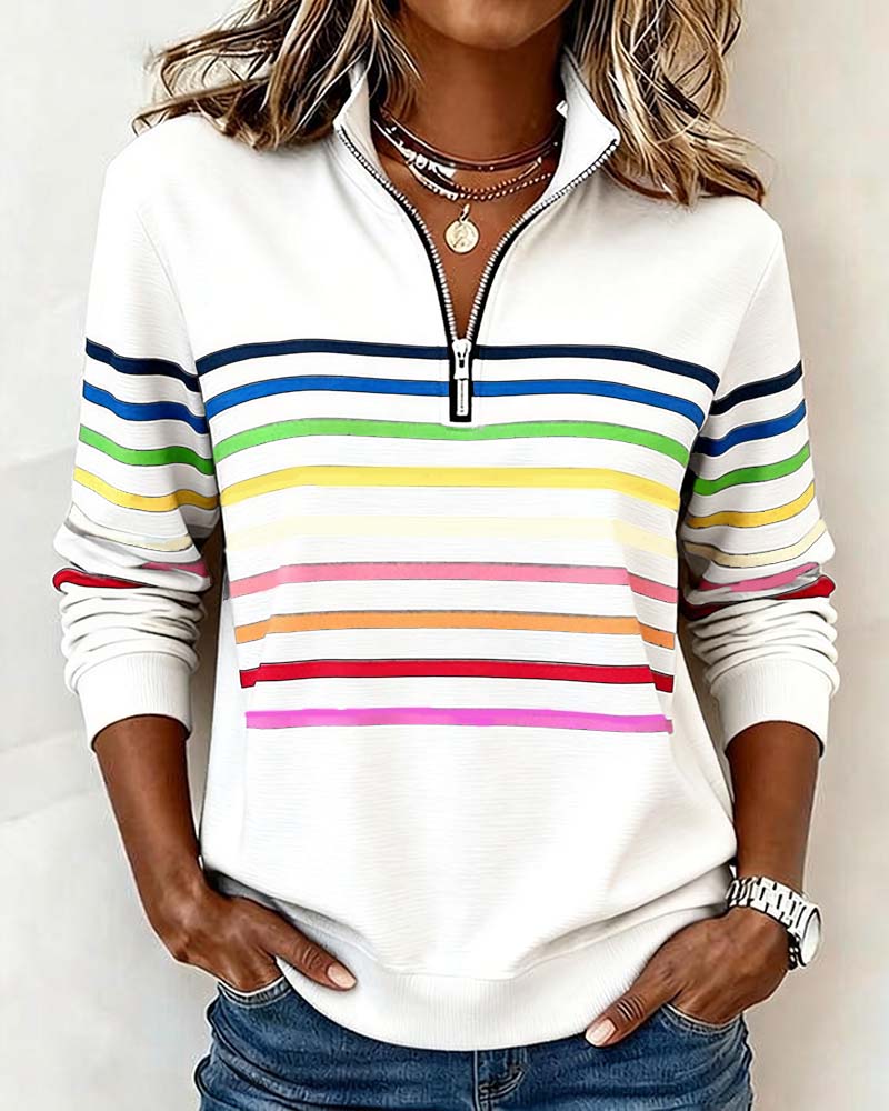 Tereza – Barevný svetr s elegantním polo-zipem pro každodenní styl