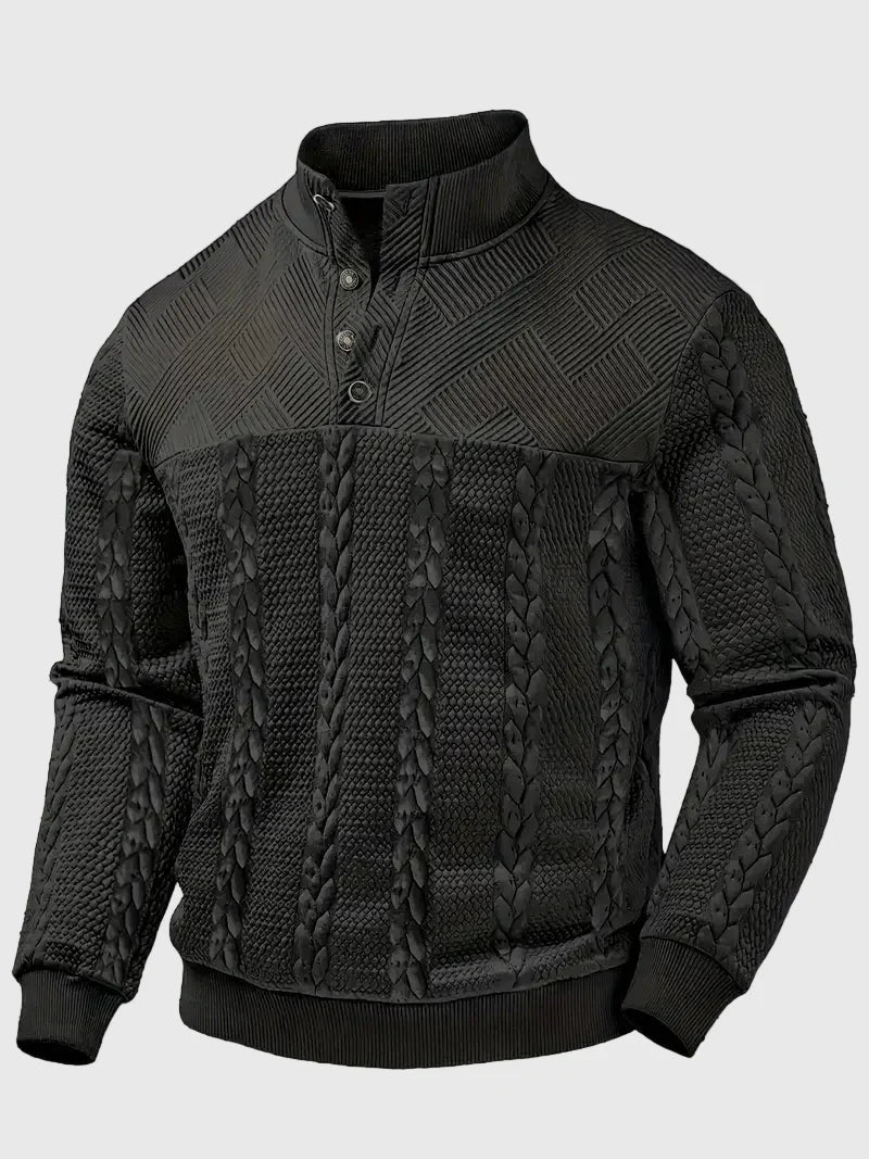 Dawson - Svetr s dlouhým rukávem Henley s pruhy