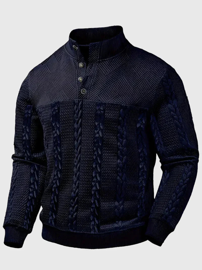 Dawson - Svetr s dlouhým rukávem Henley s pruhy