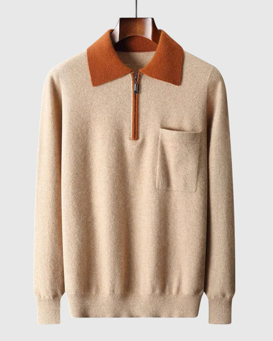 Matěj – Polo Castelle se zipem z kašmíru