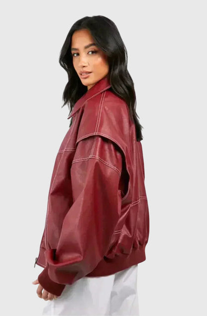 Faye™ - Oversized Kožená Bunda