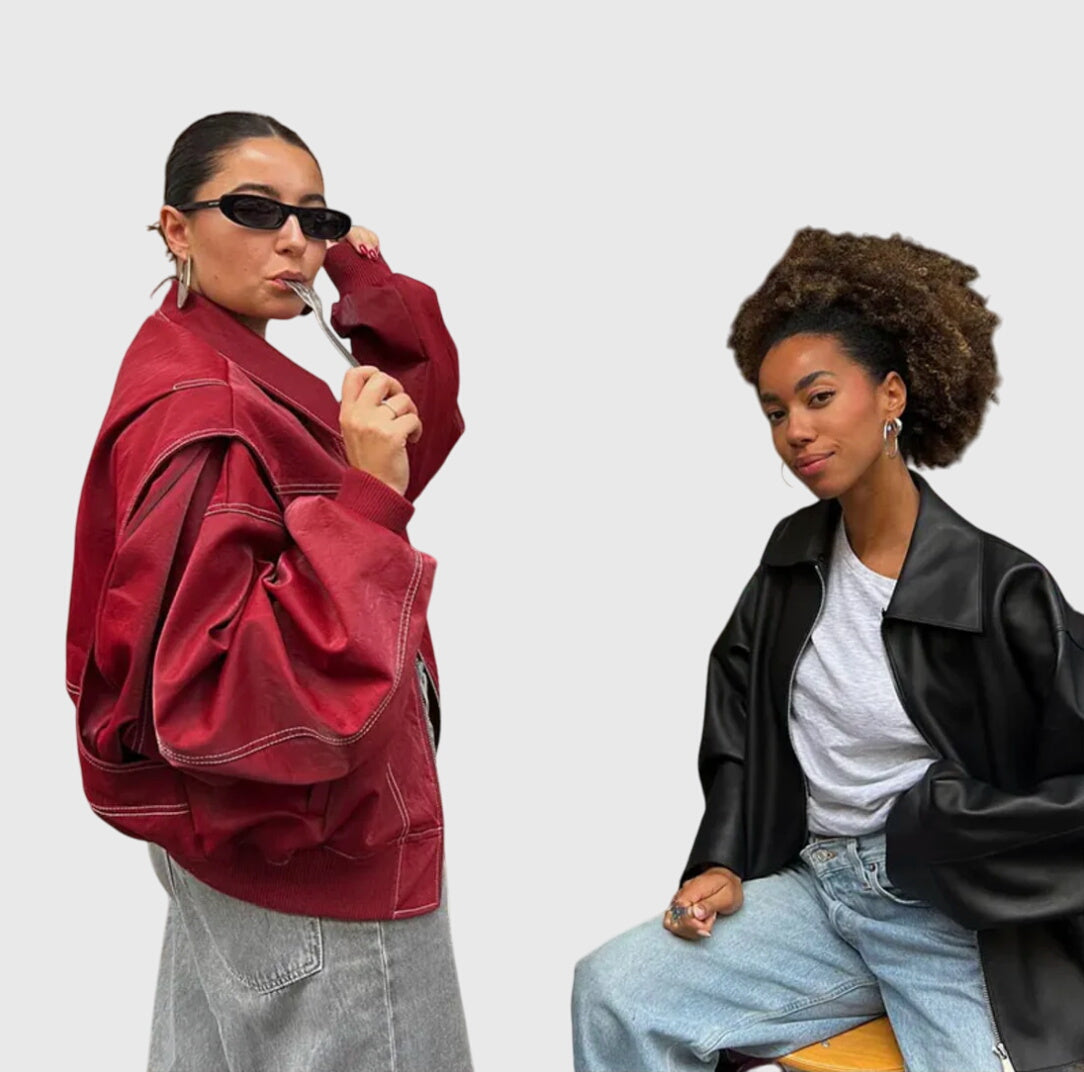 Faye™ - Oversized Kožená Bunda