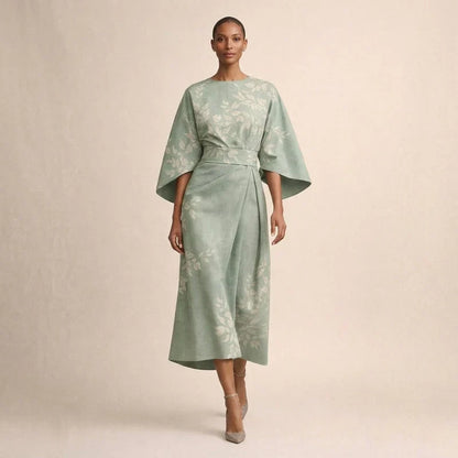 Clementine | Květinové midi šaty s vytvarovaným pasem a vzdušnou elegancí