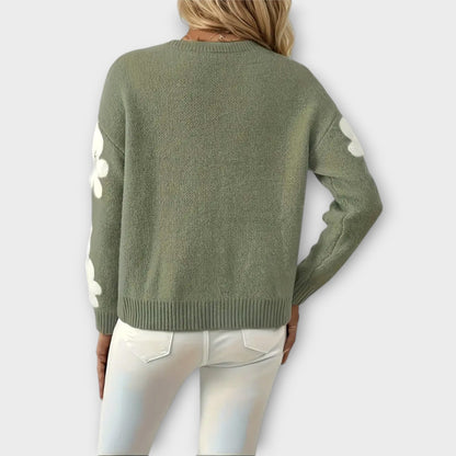 Silke - Měkký pletený svetr s květinovým designem