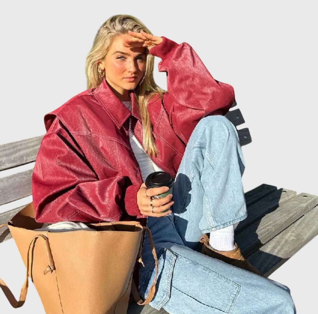 Faye™ - Oversized Kožená Bunda