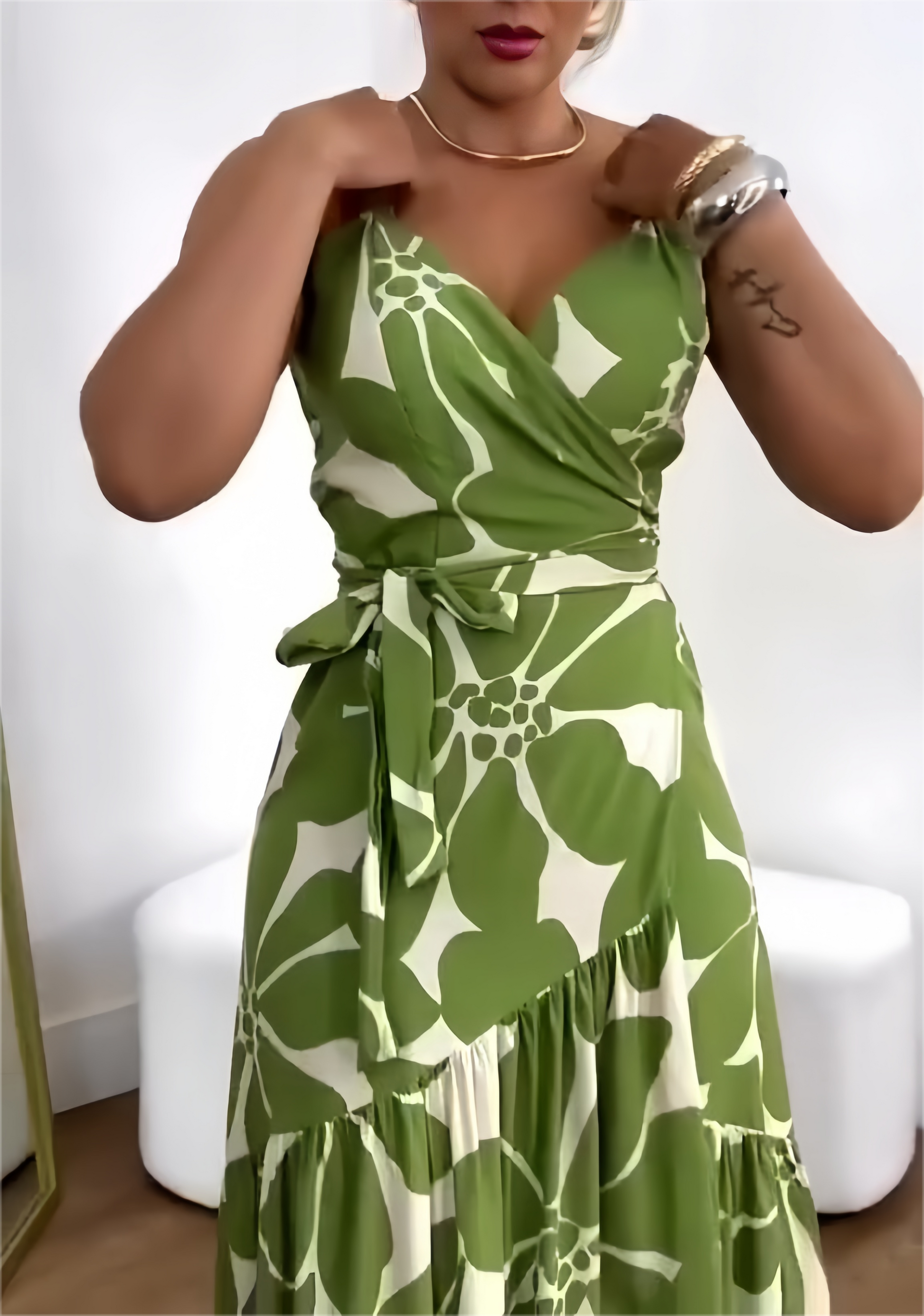 Denisa – letní zavinovací midi šaty s volánem