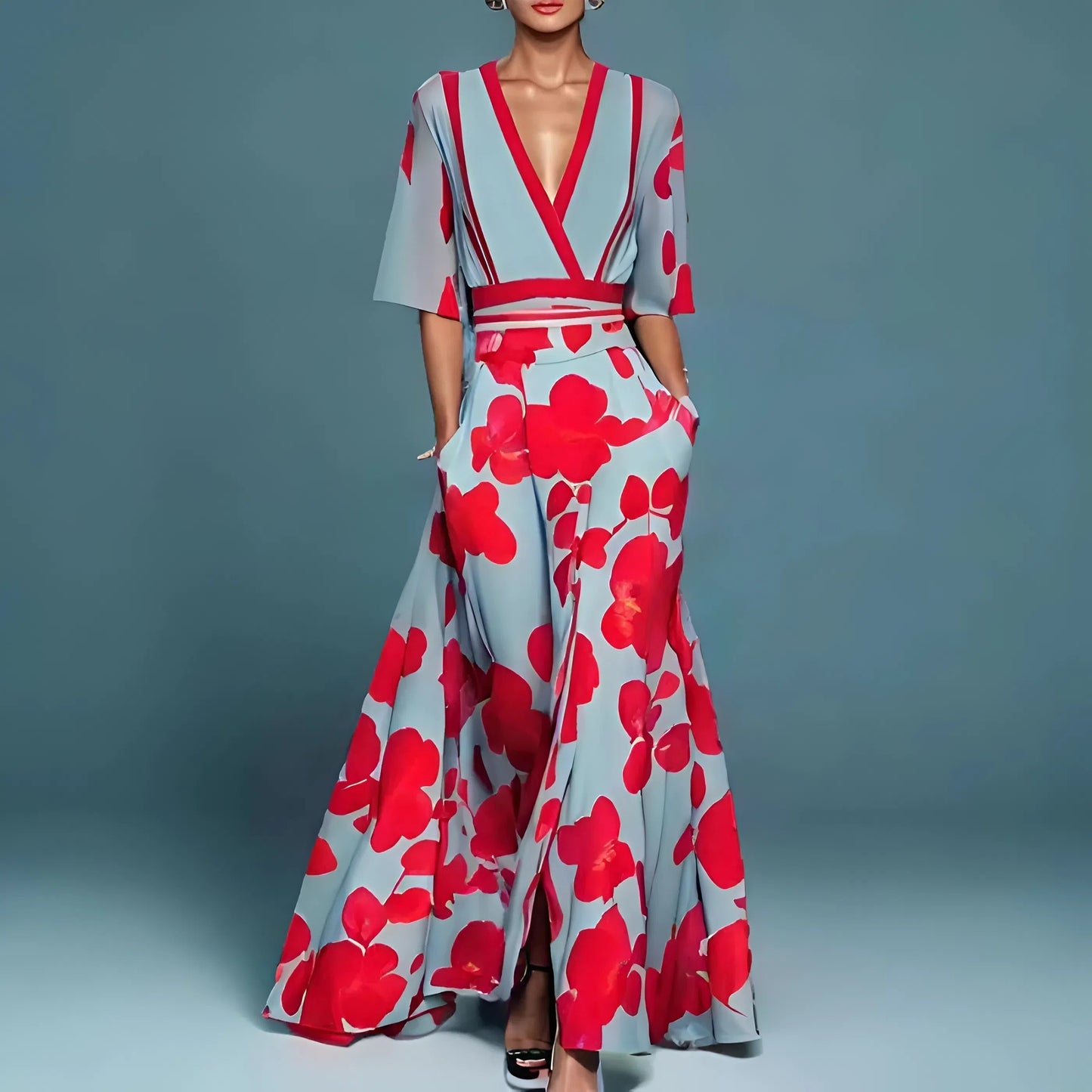 Valentina | Elegantní dlouhé šaty s hlubokým výstřihem