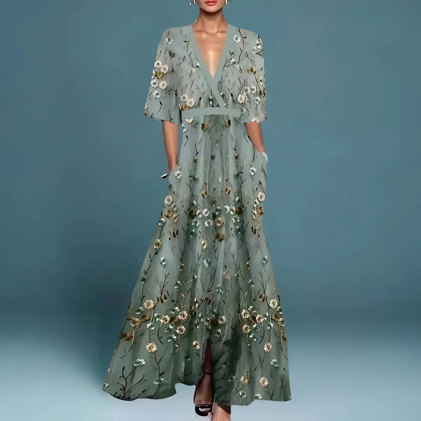 Valentina | Elegantní dlouhé šaty s hlubokým výstřihem