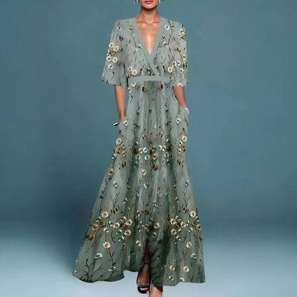 Valentina | Elegantní dlouhé šaty s hlubokým výstřihem